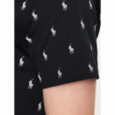 Camiseta Polo Ralph Lauren negra multilogos