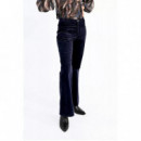 Pantalones Pantalón MOLLY BRACKEN Acampanado en Tejido de Pana Navy Blue