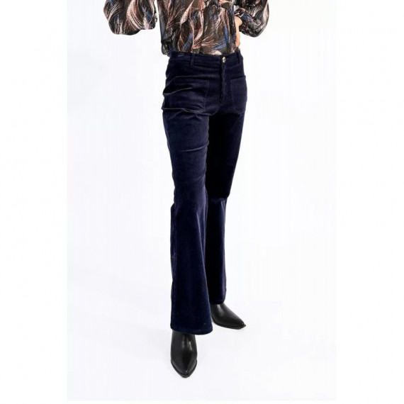 Pantalones Pantalón MOLLY BRACKEN Acampanado en Tejido de Pana Navy Blue