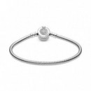 PANDORA Pulsera Moments en Plata de Ley Corona Brillante con Cadena de Serpiente 599046C01