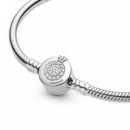 PANDORA Pulsera Moments en Plata de Ley Corona Brillante con Cadena de Serpiente 599046C01