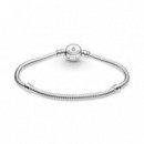 PANDORA San Valentín Pulsera Moments Brillante en Plata de Ley Cadena de Serpiente Cierre Disco Azul 599288C01