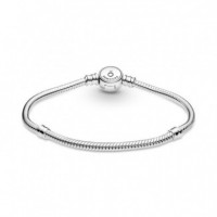 PANDORA San Valentín Pulsera Moments Brillante en Plata de Ley Cadena de Serpiente Cierre Disco Azul 599288C01