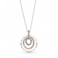 PANDORA PANDORA Rose Collar en Plata de Ley y PANDORA Rose Colgante Círculos en Dos Tonos 389483C01
