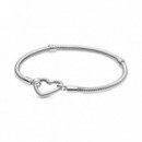 PANDORA Pulsera PANDORA Moments en Plata de Ley Cadena de Serpiente Cierre 599539C00