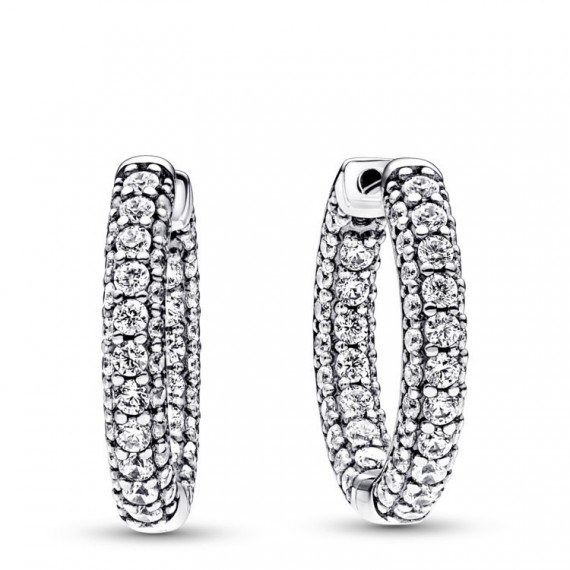 PANDORA Pendientes de Aro Fila en Pavé 292624C01