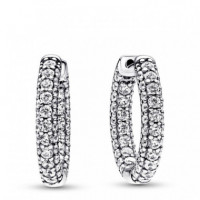 PANDORA Pendientes de Aro Fila en Pavé 292624C01