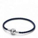 PANDORA Pulsera de Cuero Trenzado Azul 592790C01