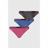 3PACK Tanga TOMMY JEANS Encaje Rosa-azul-negro - Guanxe Atlantic Marketplace