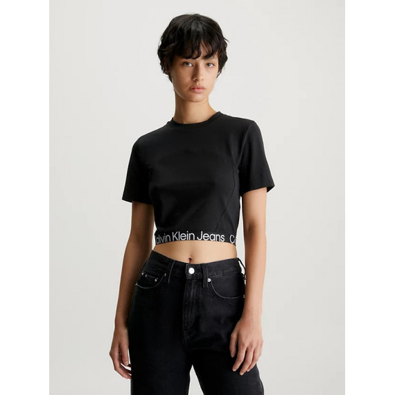 Waist Logo Elastic Short Sleeve Ck Black  CALVIN KLEIN