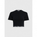 Waist Logo Elastic Short Sleeve Ck Black  CALVIN KLEIN