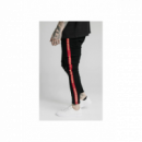 Jeans SikSilk negro banda lateral roja