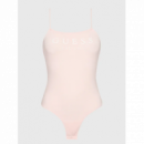 Body GUESS Rosa Palo Logo Frontal Blanco