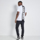 Camiseta 11º Cut And Sew Printed Oversized Blanco