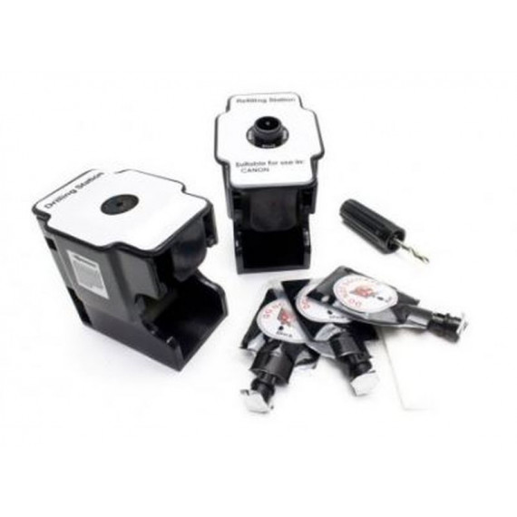 Kit de Recarga Canon 37 / 40 / 50 / 540XL (1 Estacion de Recarga + 2 Recargas Negro + 1 Estacion Perforador)