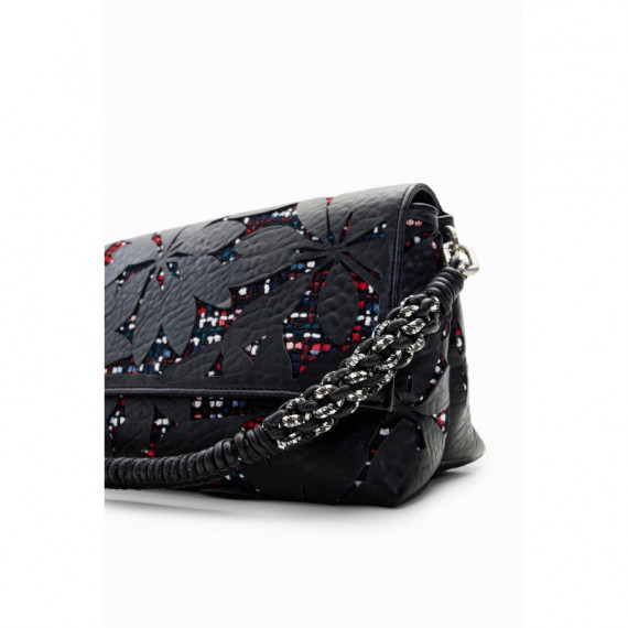 Bandolera Mediana de Flores Troqueladas Onyx Venecia 2.0 de DESIGUAL