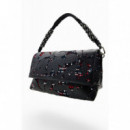 Bandolera Mediana de Flores Troqueladas Onyx Venecia 2.0 de DESIGUAL