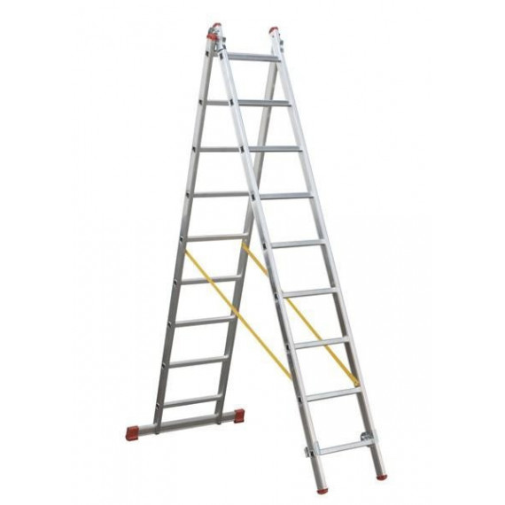 Escalera Alpos Aluminio Transformable 2 Tramos 9 Peldaños  2.70 Metros 4009