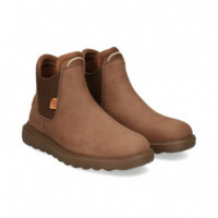 Botin Elasticos Lados Nobuck Marron  HEY DUDE