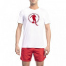 Camiseta Bikkembergs blanca logo rojo PB