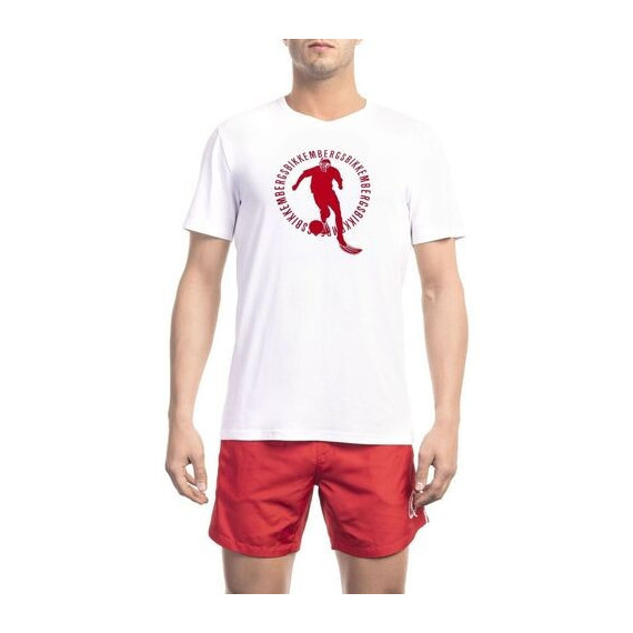 Camiseta Bikkembergs blanca logo rojo PB