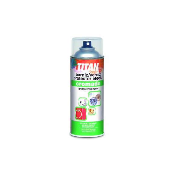 Barniz Titan Spray Esmalte Acrilico Cromados Brillante Incoloro 0001  200 Ml