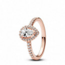 PANDORA Anillo con un Recubrimiento en Oro Rosa Halo Brillante Corte Pera​ 182835C01