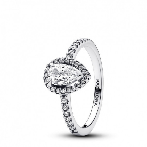 PANDORA Anillo en Plata de Ley Halo Brillante Corte Pera​ 192835C01