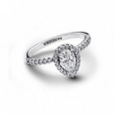 PANDORA Anillo en Plata de Ley Halo Brillante Corte Pera​ 192835C01