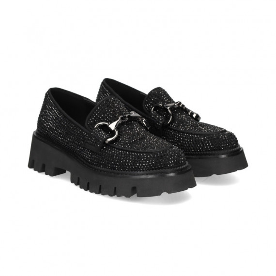 Mocasin Eslabon Glitter Negro  SEBAGO