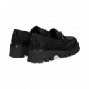 Mocasin Eslabon Glitter Negro  SEBAGO