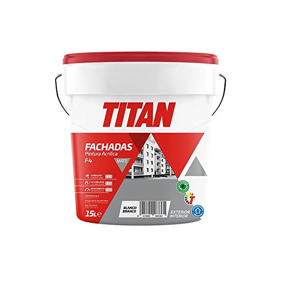 Pintura Titan Fachada Mate Exterior Interior F4 15 Litros