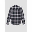 Camisa Regular Recta “munich” de Sarga de Algodón con Estampado de Cuadros de ANTONY MORATO