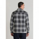 Camisa Regular Recta “munich” de Sarga de Algodón con Estampado de Cuadros de ANTONY MORATO