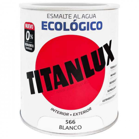 Pintura Titan Titanlux Esmalte Al Agua Ecologico Brillante Blanco 566  4 Litros