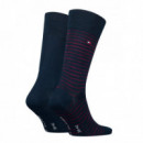 Calcetines Th Bipack Small Stripe Navy / Red  TOMMY HILFIGER