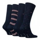 Th Men Sock 4P Tin Giftbox Stripe Dot Na  TOMMY HILFIGER