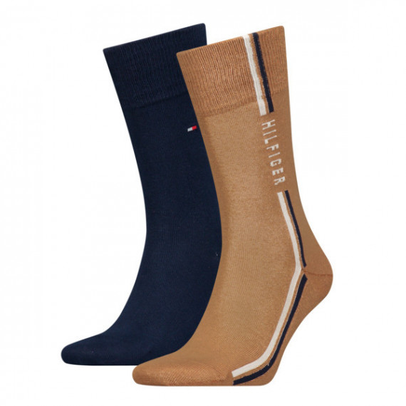 Th Men Sock 2P Global Stripe Khaki  TOMMY HILFIGER
