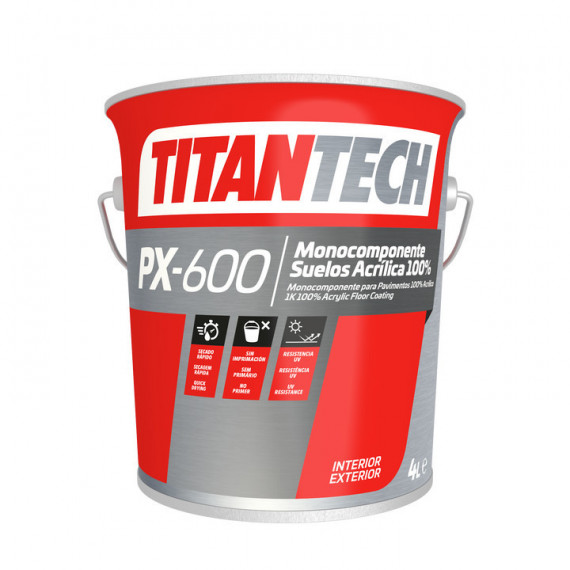 Pintura Titan Tech Suelos Acrilica 100% Mate PX600 4 Litros