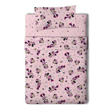 Juego de S&aacute;banas infantil cama 90 - Minnie Happy - 100% Algod&oacute;n