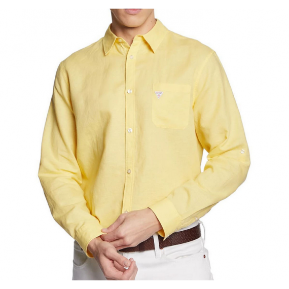 Camisa GUESS Roll Up Amarilla Pastel