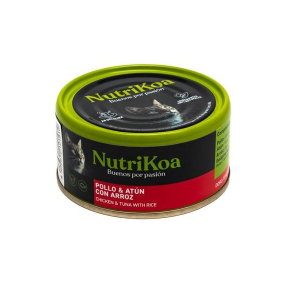 NUTRIKOA Gato Adulto Clasica Pollo, Atun y Arroz Lata 170 Gr