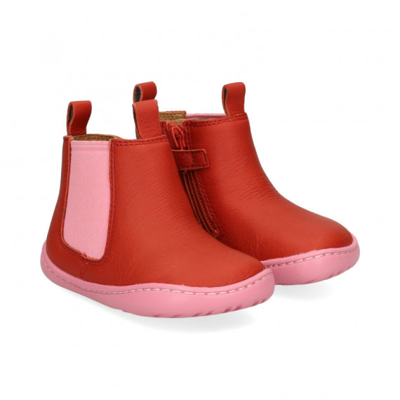 Elasticos Lados Rosa Botin Piel Rojo  CAMPER