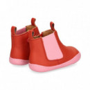 Elasticos Lados Rosa Botin Piel Rojo  CAMPER