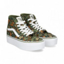 Banda Blanco Plat.botin Floral Verde  VANS