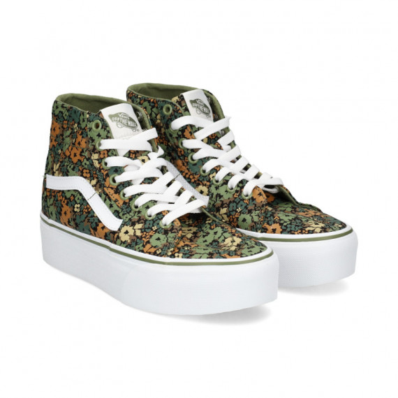 Banda Blanco Plat.botin Floral Verde  VANS