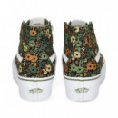 Banda Blanco Plat.botin Floral Verde  VANS