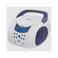 NEVIR Reproductor Radio, CD,MP3 Portatil NVR-483 Bt,usb Blanco/azul