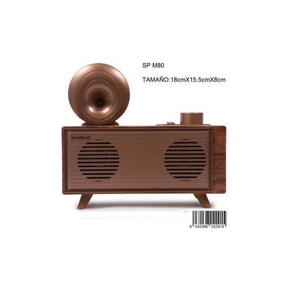 KOOLTECH Altavoz Portatil BLUETOOTH SP-M80 Fm 5.3 HD Vintage 5W Radio Fm,usb,micro Sd,aux In
