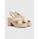 Sandalias Tacon Th Raffia Mid Heel Sandal  TOMMY HILFIGER